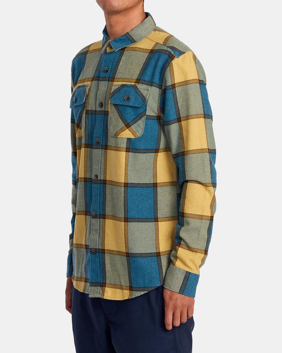 T shirts Rvca Trabajo Flannel Long Sleeve Hombre Marsh | ECOHC95547