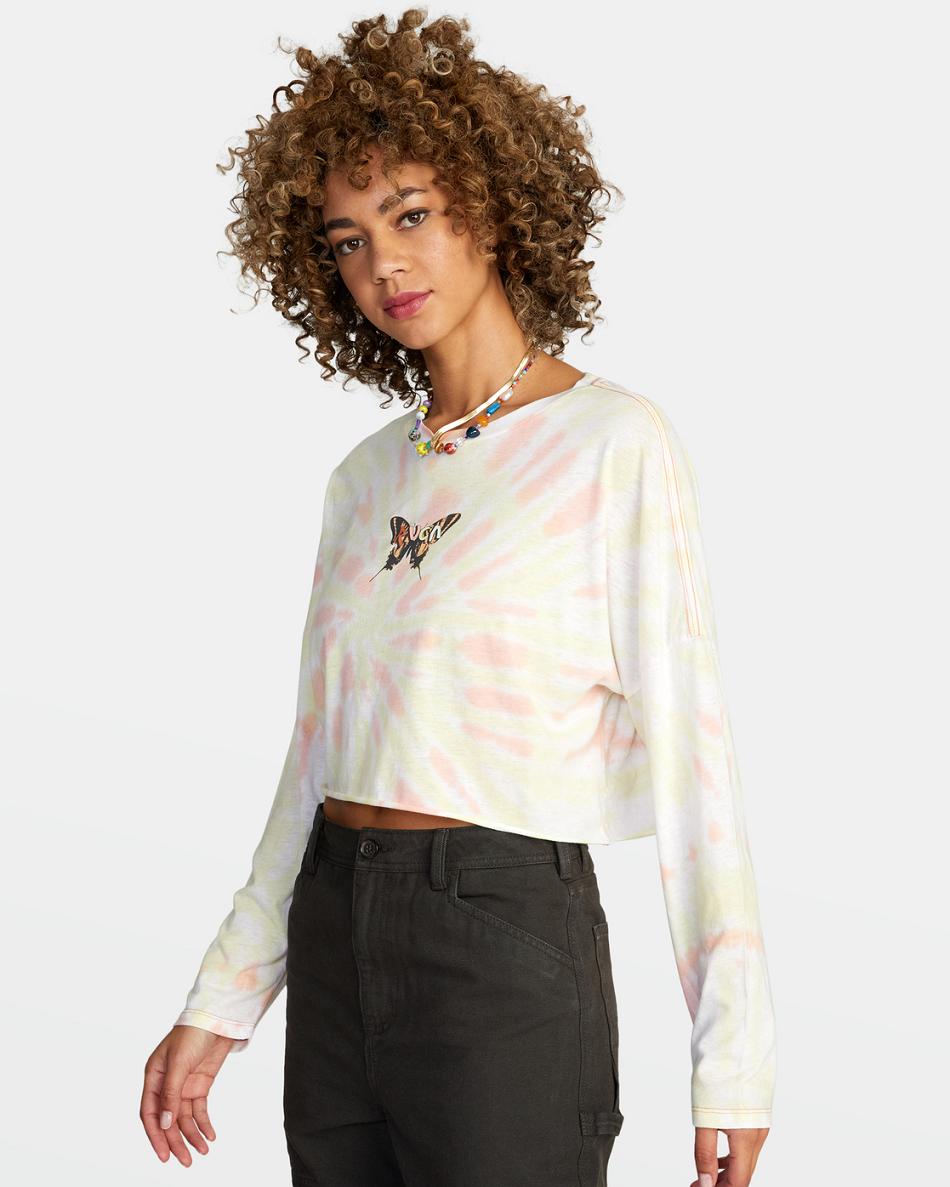 T shirts Rvca Transcend Long Sleeve Mujer Tie Dye | UCOTG92084