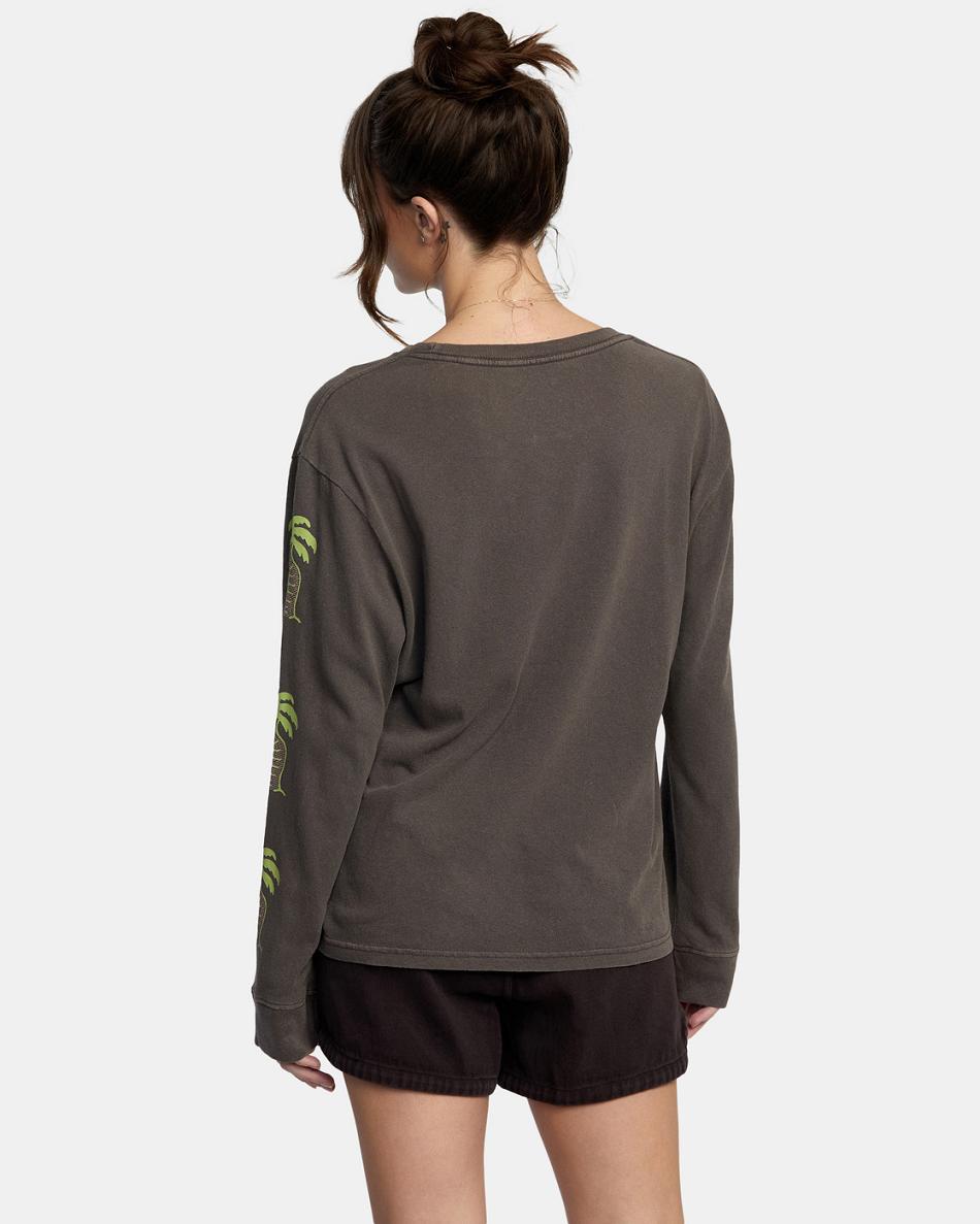 T shirts Rvca VA Palm Long Sleeve Mujer Java | FCOUI43093