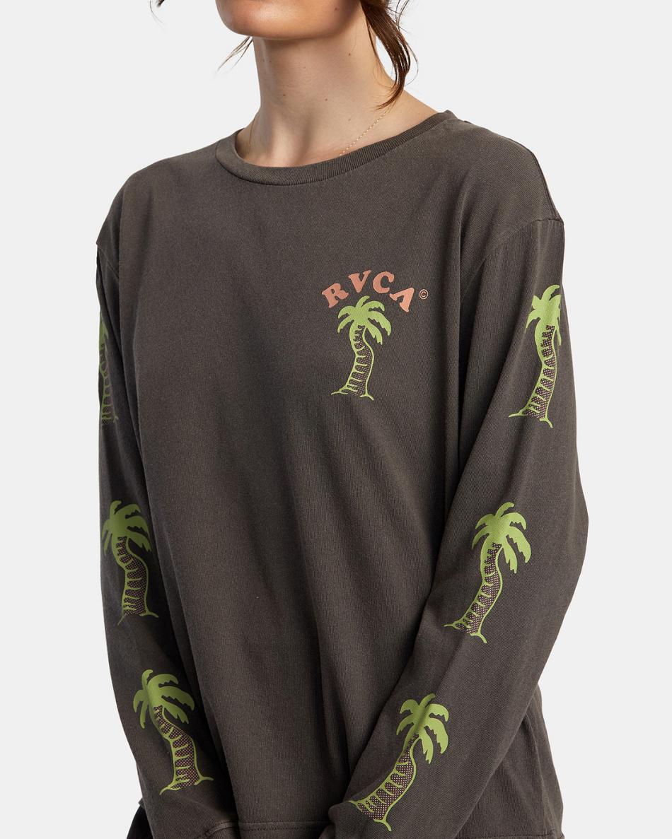 T shirts Rvca VA Palm Long Sleeve Mujer Java | FCOUI43093