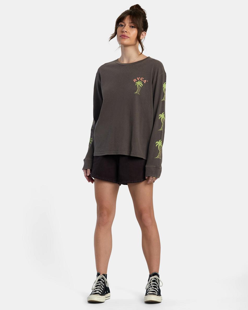 T shirts Rvca VA Palm Long Sleeve Mujer Java | FCOUI43093