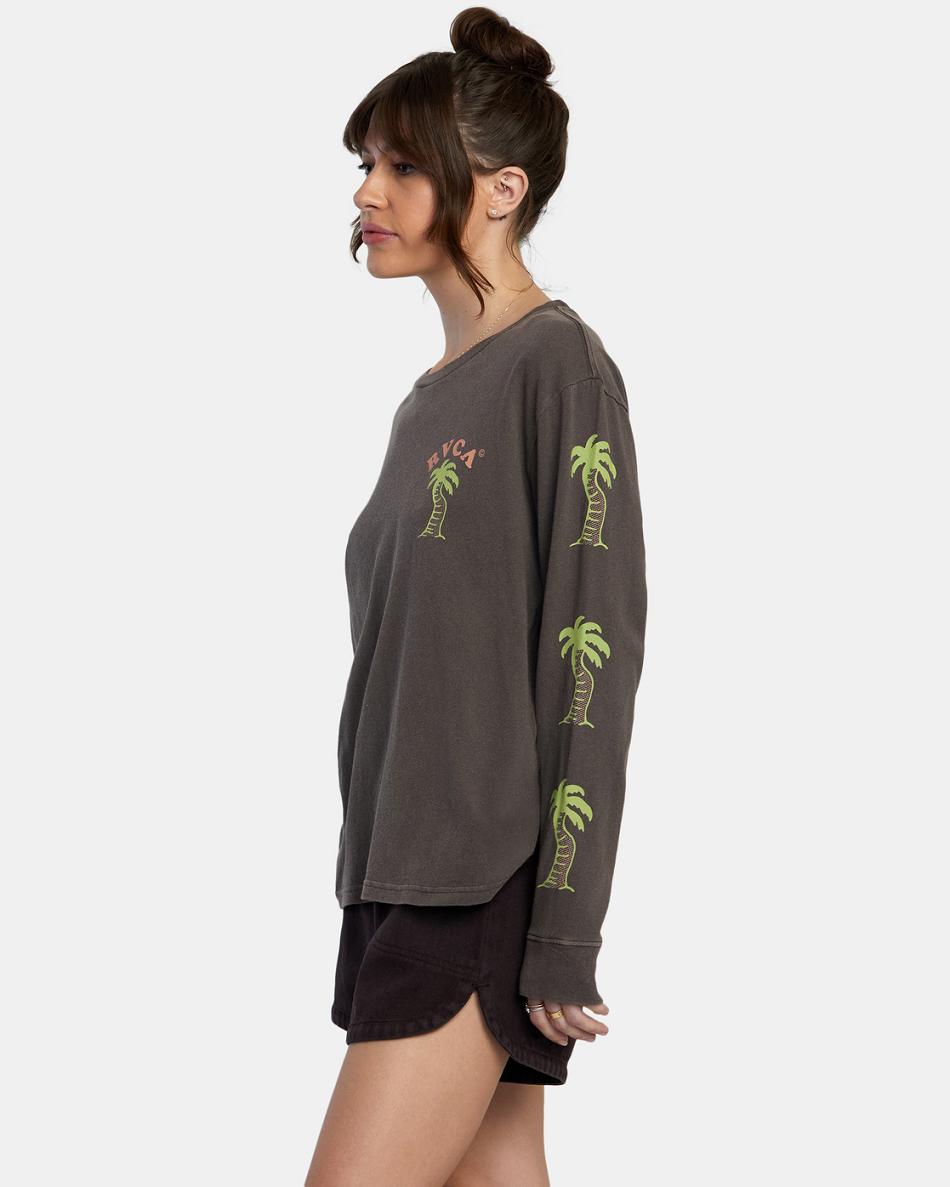 T shirts Rvca VA Palm Long Sleeve Mujer Java | FCOUI43093