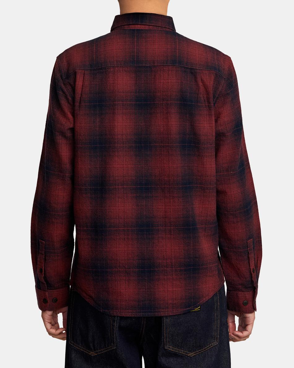 T shirts Rvca Vesuvio Long Sleeve Flannel Hombre Rojas | COXMI24380