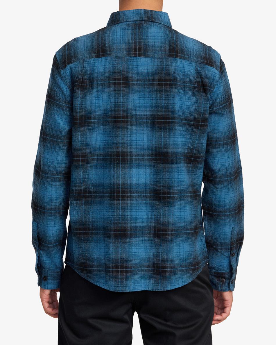 T shirts Rvca Vesuvio Long Sleeve Flannel Hombre Verde Menta | XCOBH46534