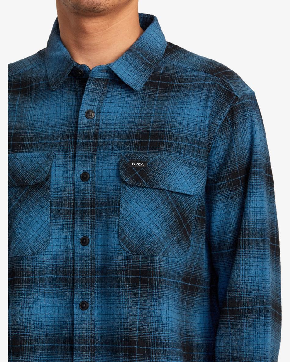 T shirts Rvca Vesuvio Long Sleeve Flannel Hombre Verde Menta | XCOBH46534