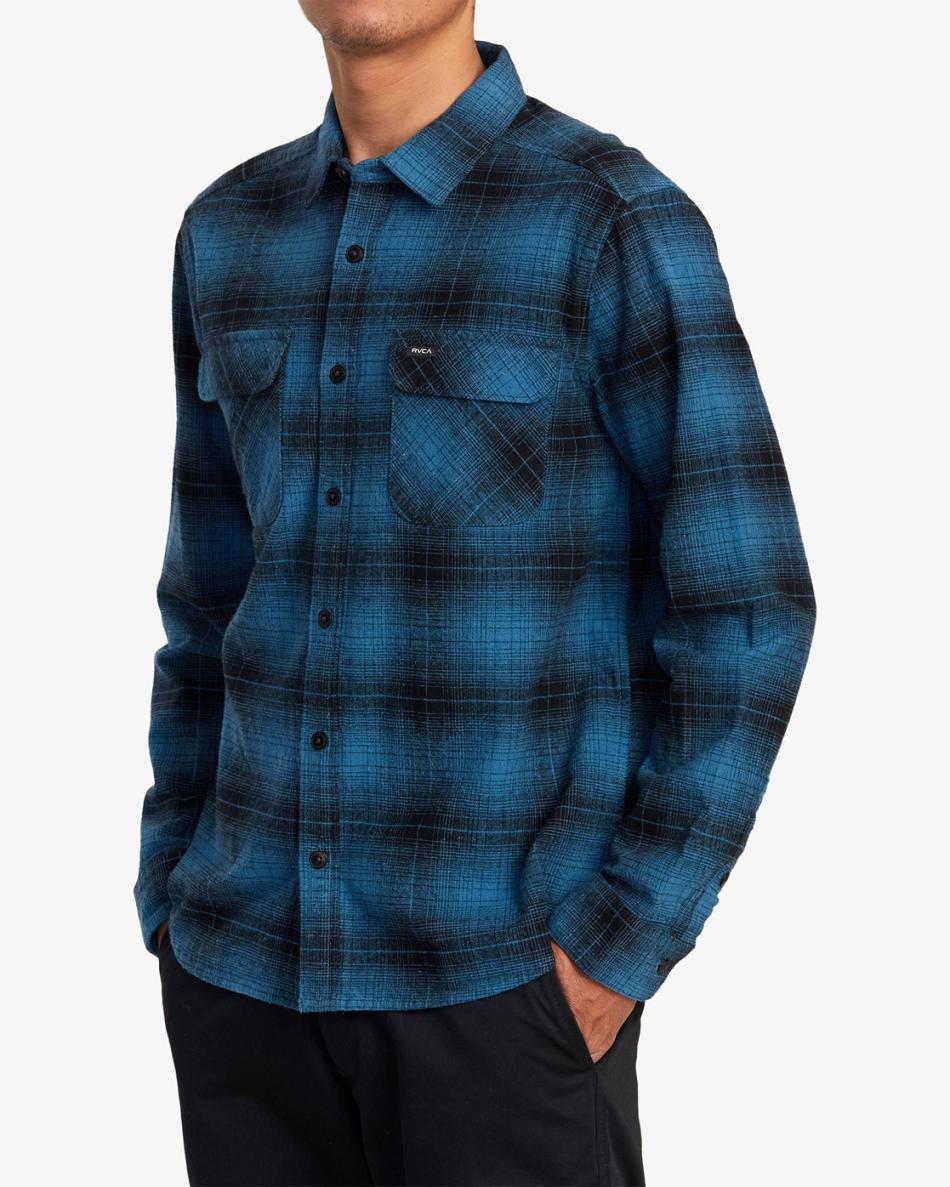 T shirts Rvca Vesuvio Long Sleeve Flannel Hombre Verde Menta | XCOBH46534