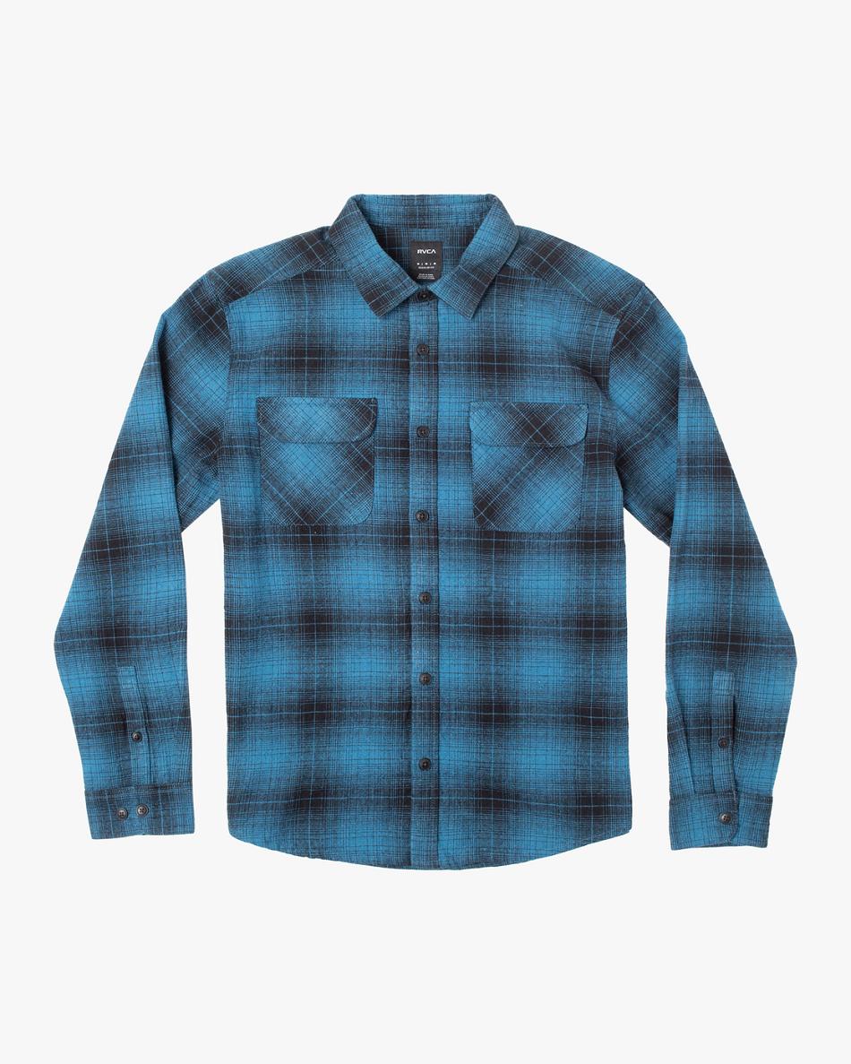 T shirts Rvca Vesuvio Long Sleeve Flannel Hombre Verde Menta | XCOBH46534