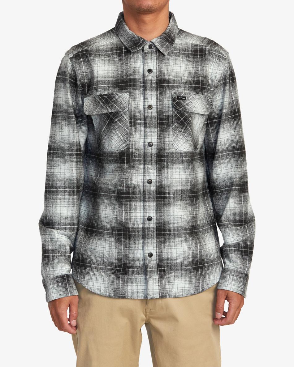 T shirts Rvca Vesuvio Long Sleeve Flannel Hombre Verde | YCOVQ89999