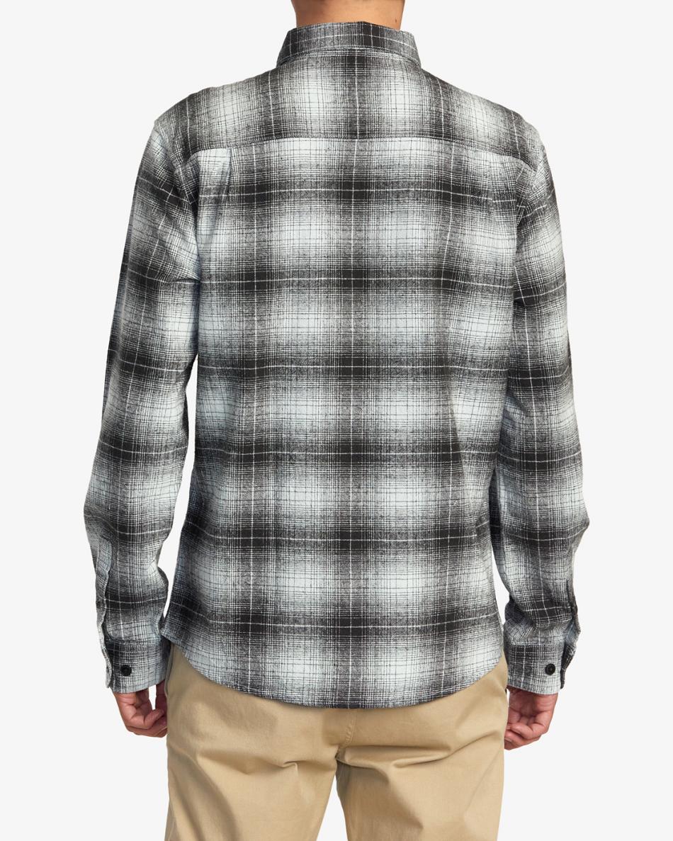 T shirts Rvca Vesuvio Long Sleeve Flannel Hombre Verde | YCOVQ89999