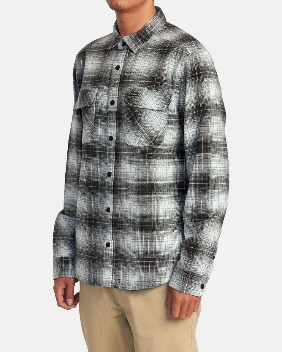 T shirts Rvca Vesuvio Long Sleeve Flannel Hombre Verde | YCOVQ89999