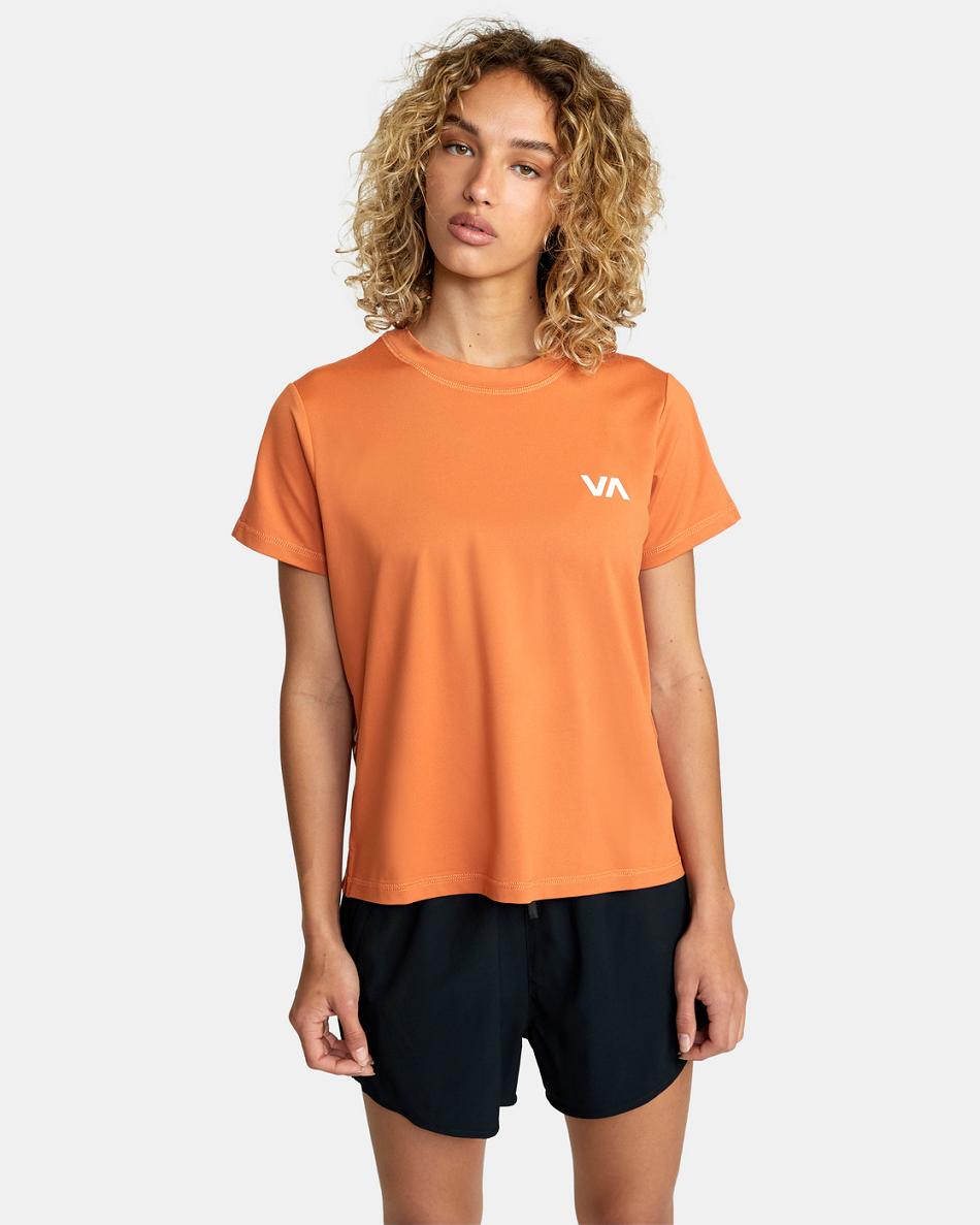 T shirts Rvca Women's Deporte Vent Workout Mujer Cocoa | CODFL38146