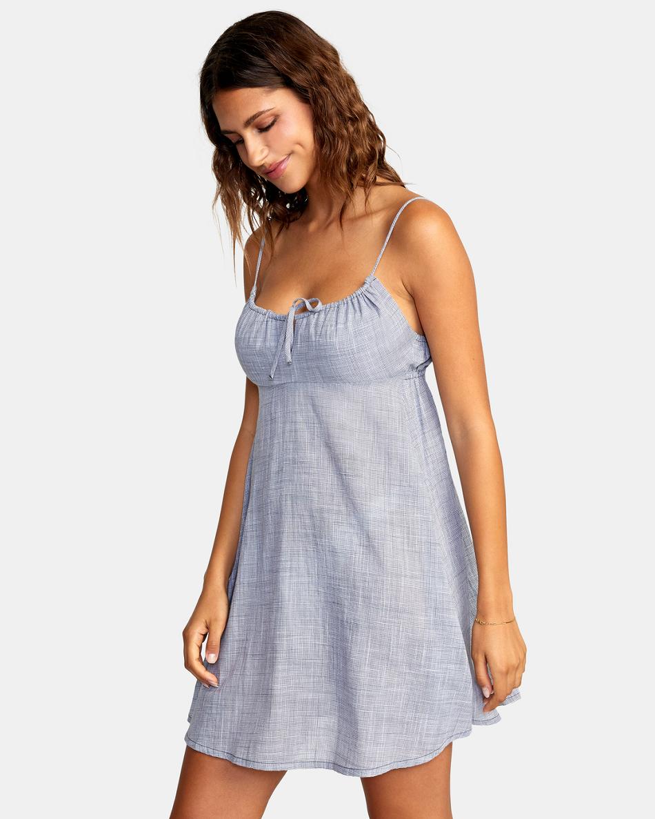 Vestido Rvca Houndstooth Overtime Sun Mujer Azules Gris | ZCONQ85602