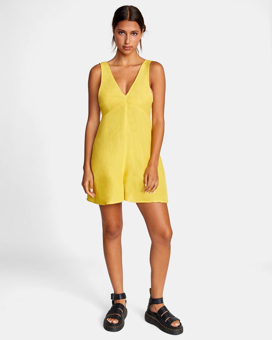 Vestido Rvca Linen Shifty Romper Mujer Doradas | ZCOMJ60495