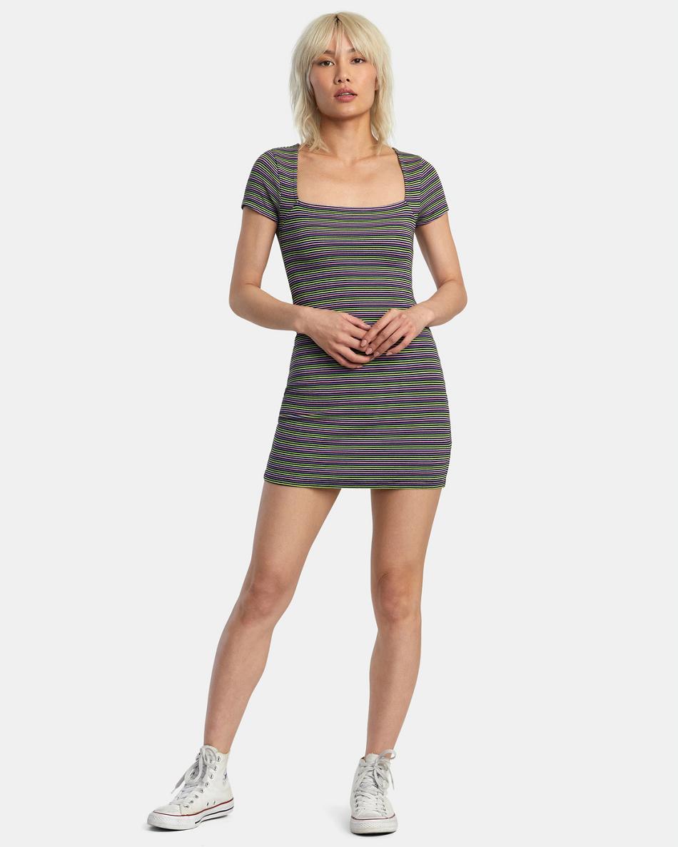 Vestido Rvca Partition Rib Knit Mujer Negras | COQAV60456