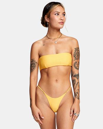 Arriba De Bikini Rvca Brightside Bandeau Mujer Marigold | COCIF65456