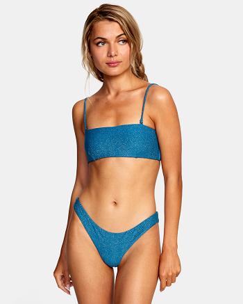 Arriba De Bikini Rvca Brightside Bandeau Mujer Azules | PCOQX42745