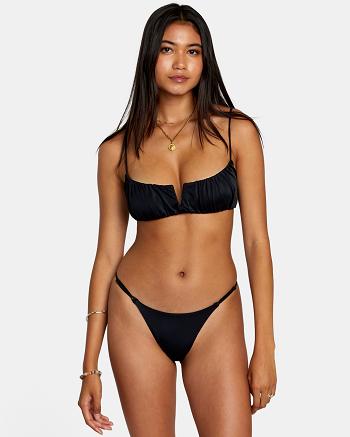 Arriba De Bikini Rvca Solid Shirred V-Wire Mujer Negras | ECOHC32658