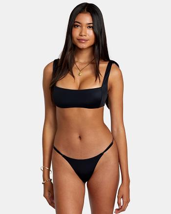 Arriba De Bikini Rvca Solid Square Mujer Negras | COJBT65447