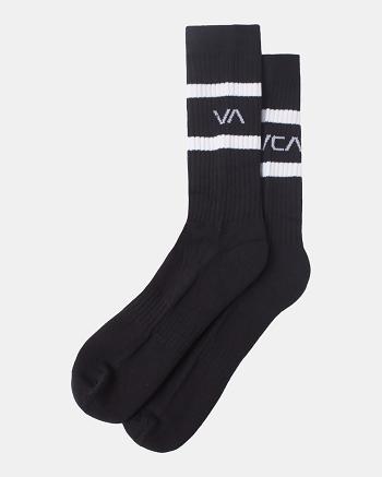 Calcetines Rvca 2 Pack A Rayas Crew Hombre Negras | ACODF48591