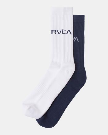 Calcetines Rvca 2 Pack Basic Logo Crew Hombre Azul Marino | COJZR39851