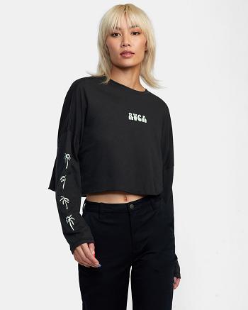 Camiseta Tirantes Rvca Palms Long Sleeve Mujer Negras | COJKU60653