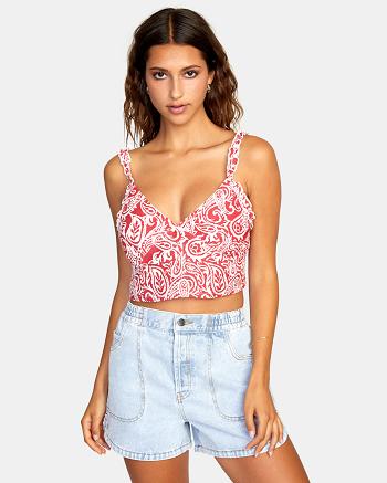 Camiseta Tirantes Rvca Sweetheart Cropped Mujer Rojas | COXBR87488