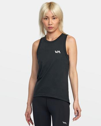 Camiseta Tirantes Rvca VA Muscle Workout Mujer Negras | XCOBH73943