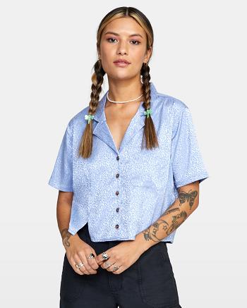 Camiseta Tirantes Rvca Vacay Button-Down Top Mujer Gris Moradas | BCOSO21061