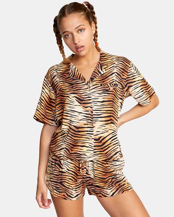 Camiseta Tirantes Rvca Wavy Button-Down Top Mujer Multi | YCOGT51187