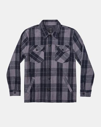 Chaquetas Rvca Flight Risk Shirt Hombre Smoke | XCOGW75563