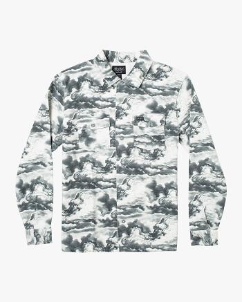 Chaquetas Rvca Mister Cartoon Cloud Shirt Hombre Black/White | COXMI74781