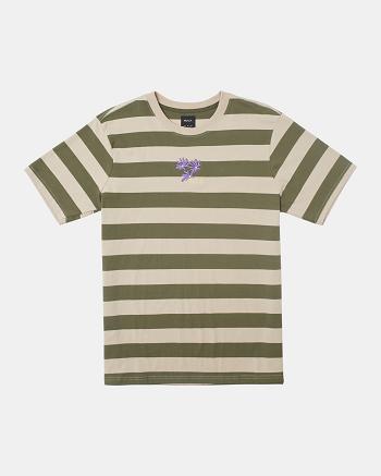 Manga corta Rvca Corso Stripe Tee Hombre Aloe | MCOHR57762