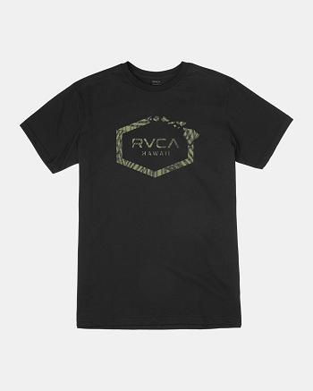 Manga corta Rvca Hawaii Hex Tee Hombre Negras | ACOWC80404