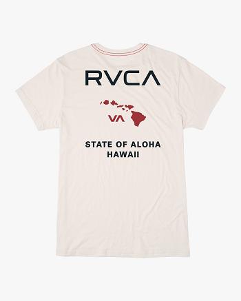 Manga corta Rvca State Of Aloha Tee Hombre White/Red | COJVR57279