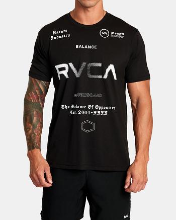 Manga corta Rvca VA Deporte Tee Hombre Negras | LCOTR76699