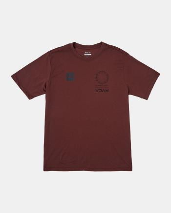 Manga corta Rvca VA Mark Tee Hombre Mahogany | ACOWC76436