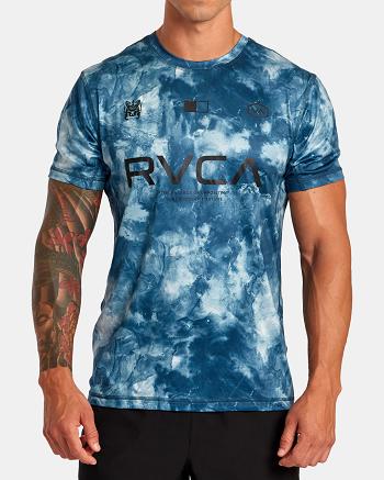 Manga corta Rvca Vent VA Deporte Badge Technical Entrenamiento Tee Hombre Teal Tie Dye | COXBR56352