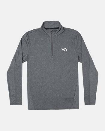 Manga larga Rvca Deporte Vent Half-Zip Pullover Hombre Charcoal Heather | PCOQX67003