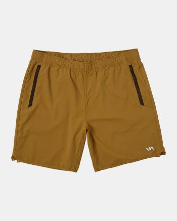 Pantalones Cortos Para Correr Rvca Yogger IV Elastic Hombre Tobacco | CODFL44956