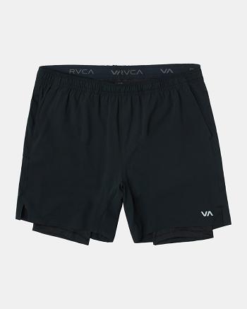 Pantalones Cortos Para Correr Rvca Yogger Train 2-In-1 Elastic Hombre Negras | XCOGW27114