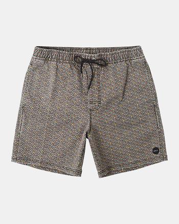 Pantalones Cortos Rvca Escape Print Elastic 17 Hombre Negras | PCOQX83406