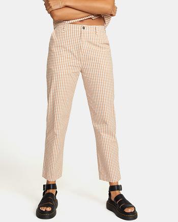 Pantalones Rvca Gingham Week-end Chino Mujer Sand | YCOVQ20853