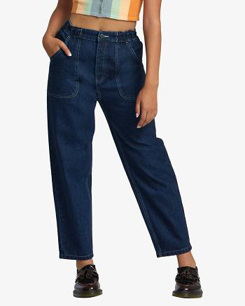 Pantalones Rvca Scrunchie Denim Mujer Indigo Oscuro | COJZR65742