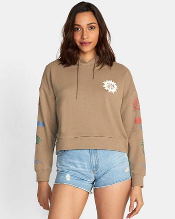 Ropa De Casa Rvca Breeze Pullover Hoodie Mujer Kaki Oscuro | ACODF36967