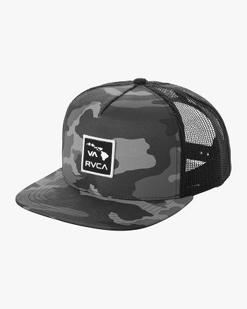 Sombreros Rvca Islands Patch Trucker Hombre Negras Camuflaje | COEGJ31942