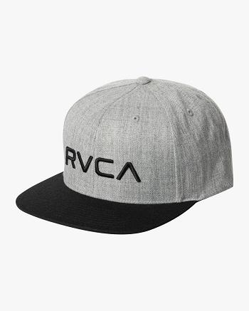 Sombreros Rvca Twill Snapback II Hombre Heather Grey/Black | COIIZ99429