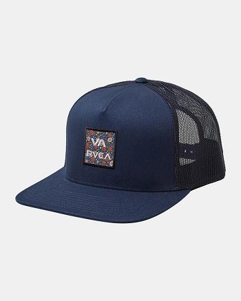 Sombreros Rvca VA All The Way Print Trucker Hombre Azules | CODYB17679