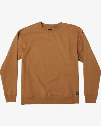 Sudadera Con Capucha Rvca Day Shift Crewneck Hombre Camel | COJZR35880