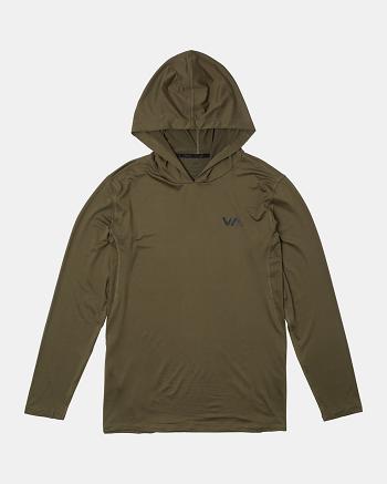 Sudadera Con Capucha Rvca Deporte Vent Technical Encapuchado Hombre Verde Oliva | COQCS88243