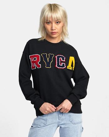 Sudadera Con Capucha Rvca Letterman Mujer Negras | XCOBH71447